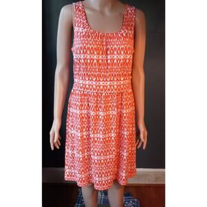 Ann Taylor LOFT Petites Sleeveless Coral & White Summer Dress Size Medium